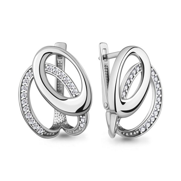 Серьги Аквамарин - Серебро 925, Фианит (арт. 400619А.5)