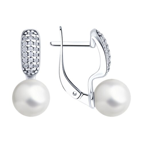 Серьги SOKOLOV - Серебро 925, Жемчуг синтетический, Фианит (арт. 94027001)