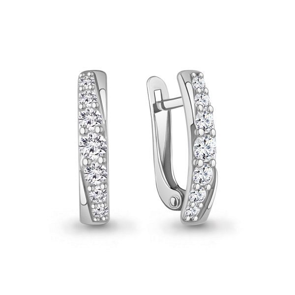 Серьги Аквамарин - Серебро 925, Фианит (арт. 400612А.5)