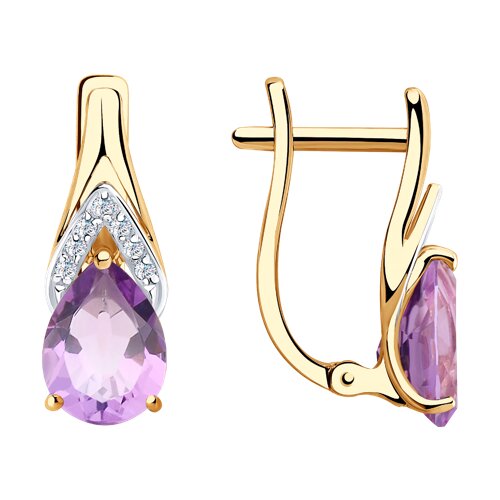 Серьги SOKOLOV - Золото 375, Аметист, Фианит (арт. 37725891)