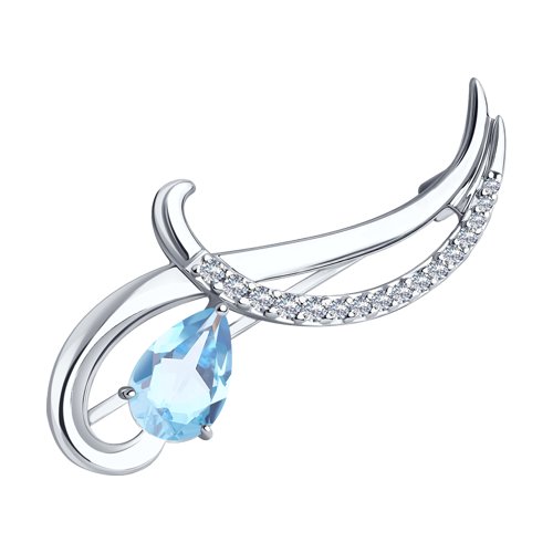 Брошь Diamant - Серебро 925, Топаз, Фианит (арт. 94-340-01053-1)