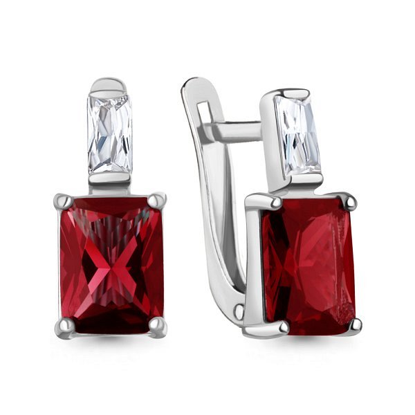 Серьги Аквамарин - Серебро 925, Синтетический гранат (арт. 40038385.5)