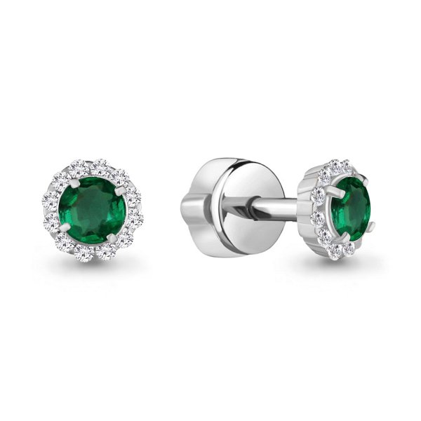 Серьги Аквамарин - Серебро 925, Синтетический изумруд, Фианит (арт. 42884Г.5)