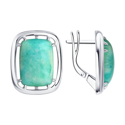 Серьги Diamant - Серебро 925, Амазонит (арт. 94-320-00897-1)