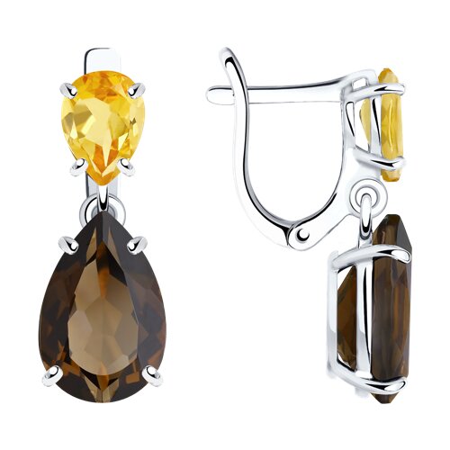 Серьги SOKOLOV - Серебро 925, Раухтопаз, Цитрин (арт. 92021105)