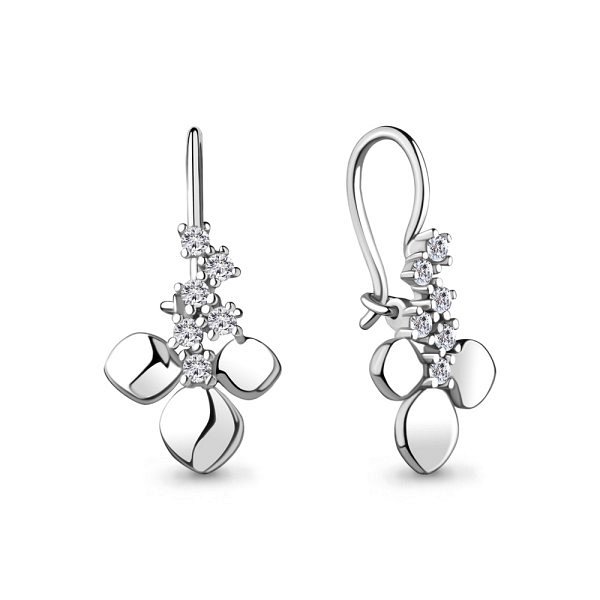 Серьги Аквамарин - Серебро 925, Фианит (арт. 48757А.5)