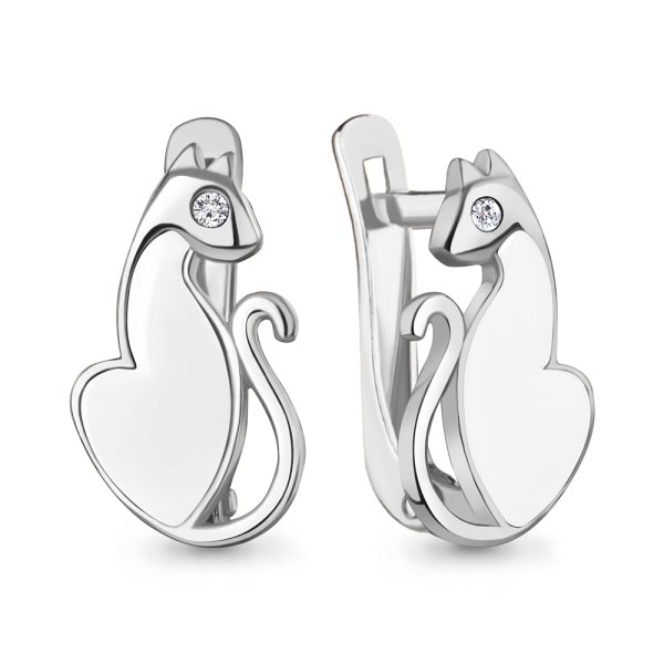 Серьги Аквамарин - Серебро 925, Фианит, Эмаль (арт. 400790А.5)