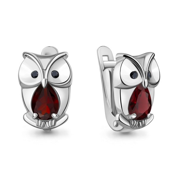 Серьги Аквамарин - Серебро 925, Гранат, Кристалл (арт. 45026903Ч.5)