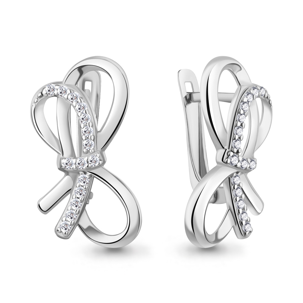 Серьги Аквамарин - Серебро 925, Фианит (арт. 401057А.5)