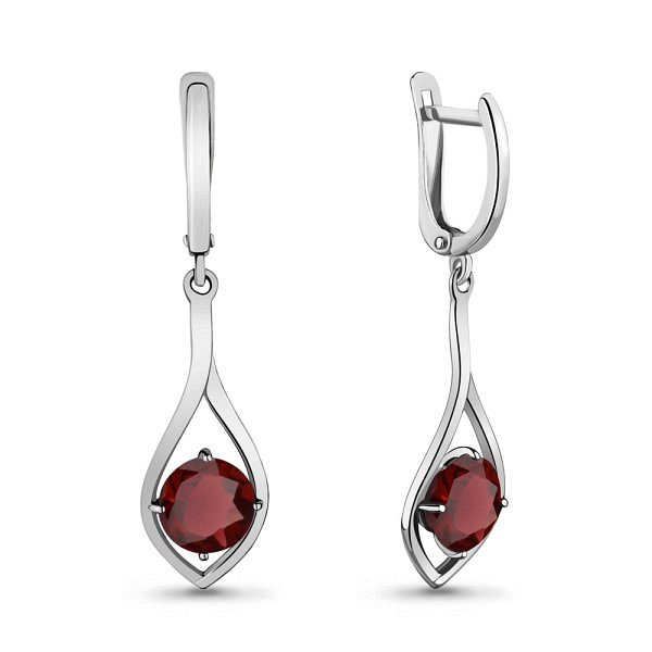 Серьги Аквамарин - Серебро 925, Гранат (арт. 4447903.5)