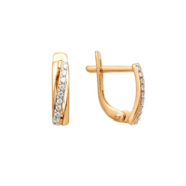 Серьги ЮФ Династия - Золото 585, Фианит (арт. 000572-1102)