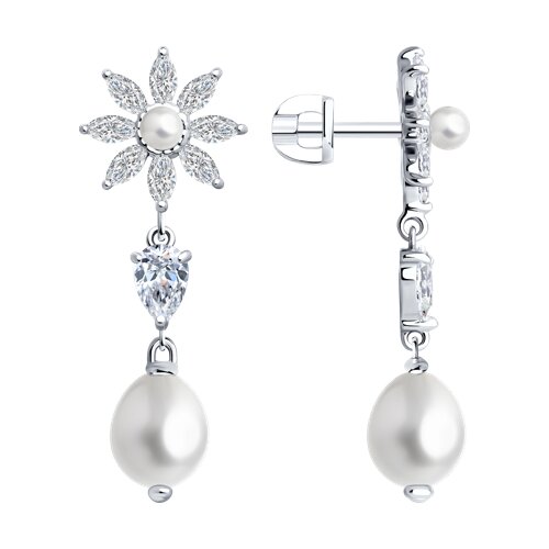 Серьги SOKOLOV - Серебро 925, Жемчуг культивированный, Фианит (арт. 92023048)