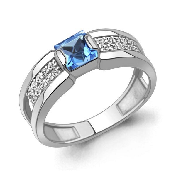 Кольцо Аквамарин - Серебро 925, Топаз, Фианит (арт. 65023005А.5)