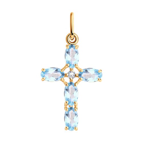 Подвеска SOKOLOV - Золото 375, Топаз, Фианит (арт. 37732165)