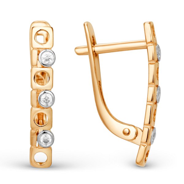 Серьги ЮФ Династия - Золото 585, Фианит (арт. 014432-1102)