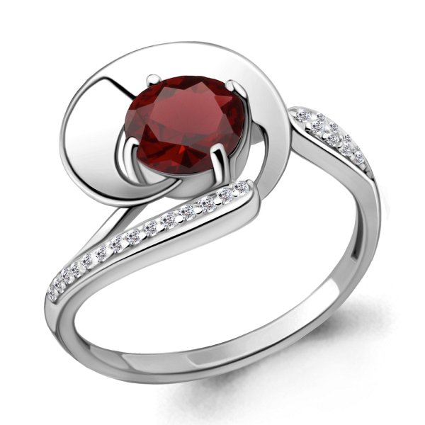 Кольцо Аквамарин - Серебро 925, Гранат, Фианит (арт. 6587703А.5)
