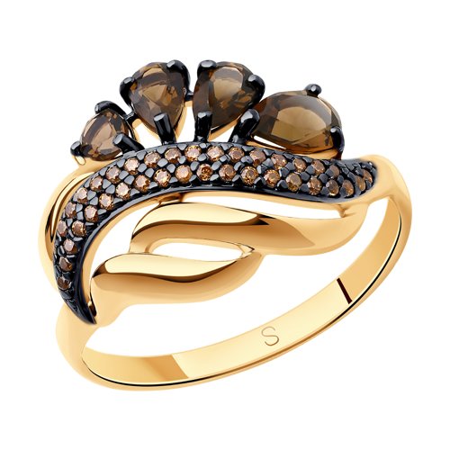 Кольцо SOKOLOV - Серебро 925, Раухтопаз, Фианит (арт. 92011420)