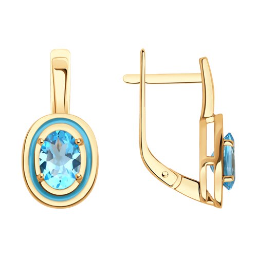 Серьги Diamant - Золото 585, Топаз, Эмаль (арт. 51-320-02509-1)