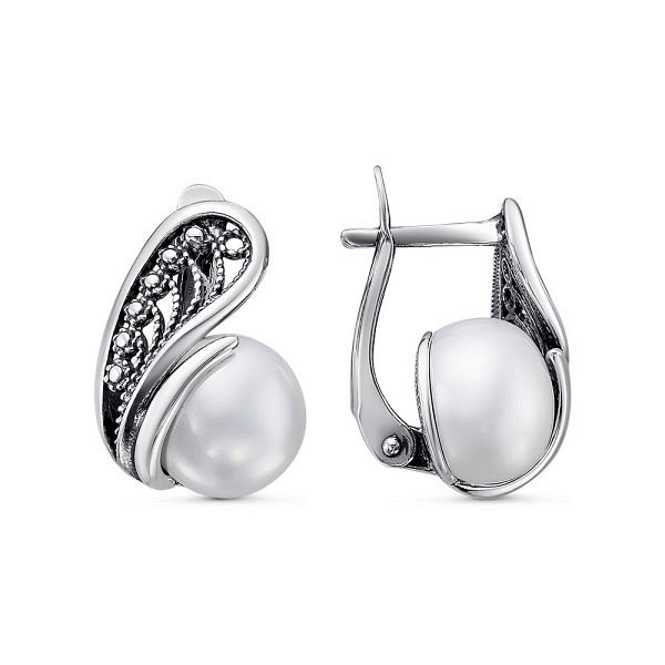 Серьги Красная пресня - Серебро 925, Жемчуг культивированный (арт. 33312854)