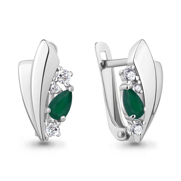 Серьги Аквамарин - Серебро 925, Агат, Фианит (арт. 4793909А.5)