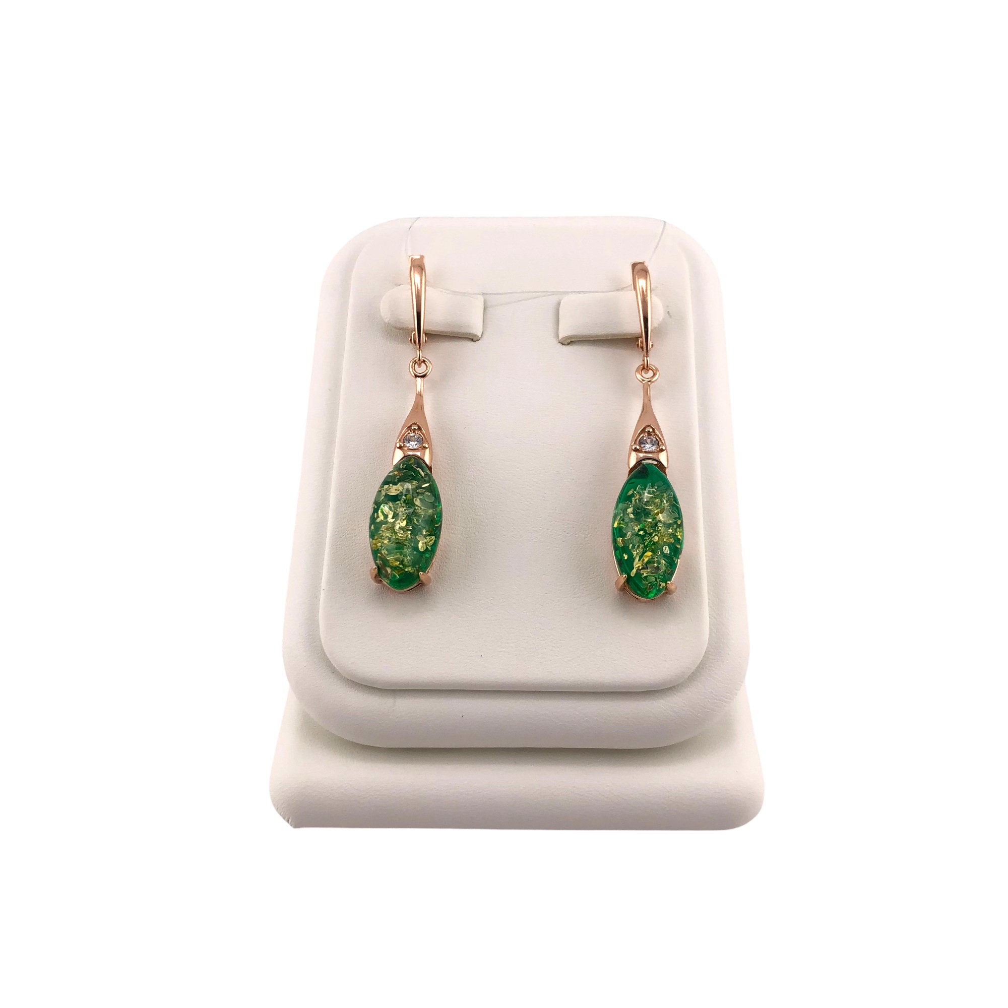 Серьги Янтарная волна - Серебро 925, Фианит, Янтарь (арт. 821113и)