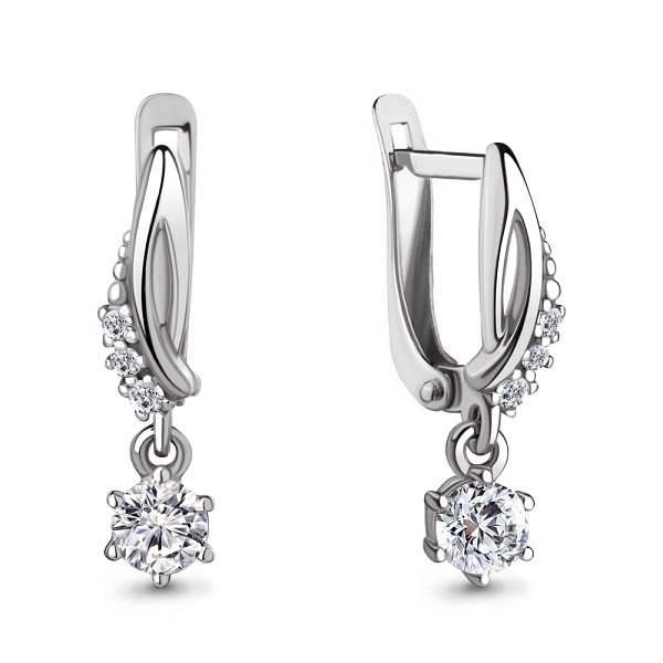 Серьги Аквамарин - Серебро 925, Фианит (арт. 48993А.5)