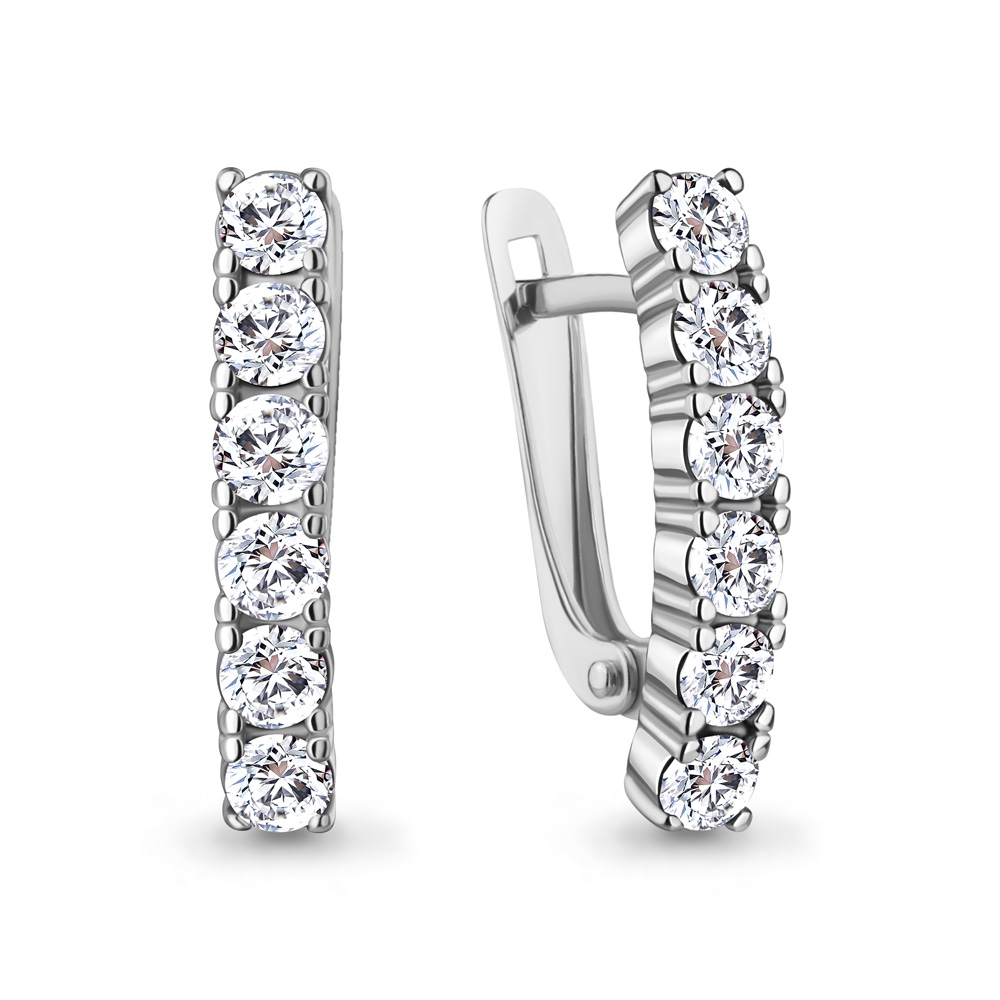 Серьги Аквамарин - Серебро 925, Фианит (арт. 400829А.5)