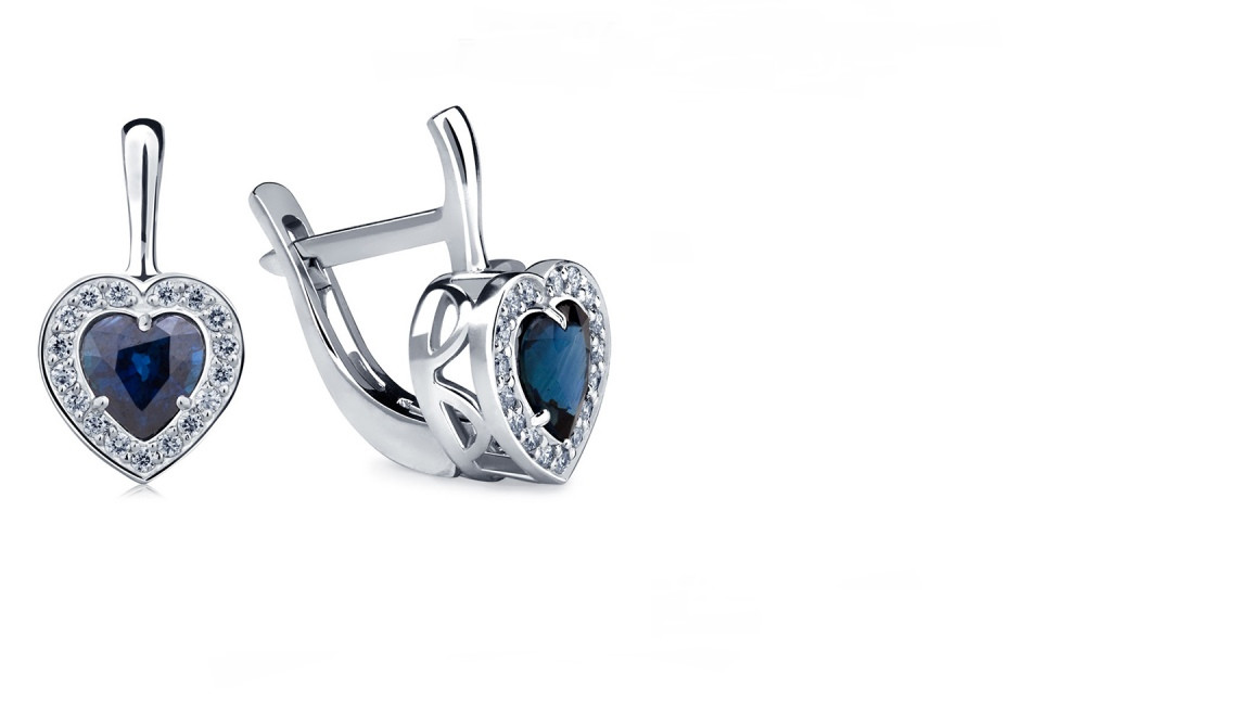 Серьги Platinum Lab. - Платина 950, Сапфир, Бриллиант (арт. ПС-023С-01)