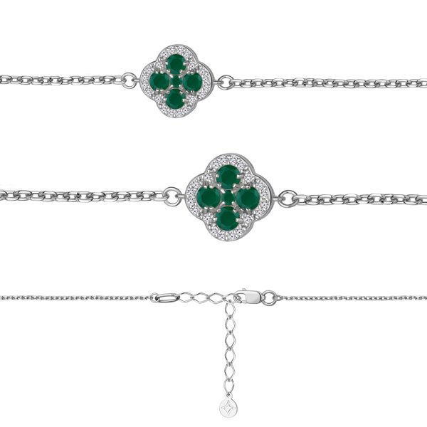 Браслет Аквамарин - Серебро 925, Агат, Фианит (арт. 7485209А.5)