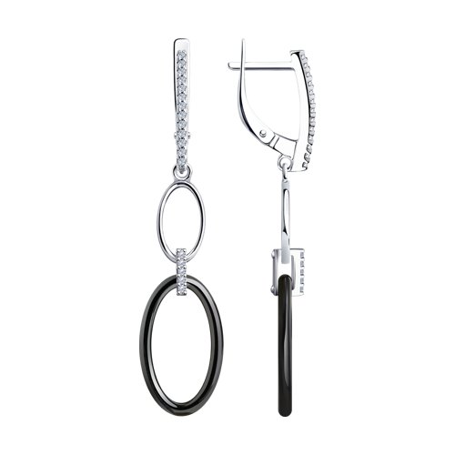 Серьги Diamant - Серебро 925, Керамика, Фианит (арт. 94-121-01271-1)