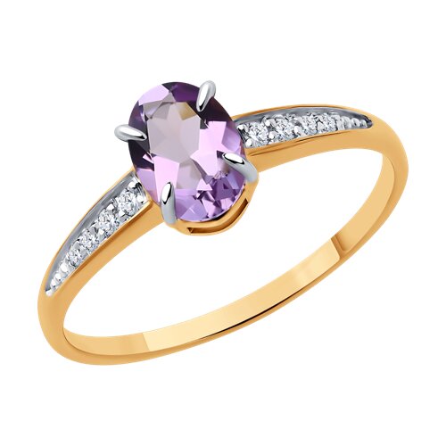 Кольцо SOKOLOV - Золото 585, Аметист, Фианит (арт. 51-310-01933-2)