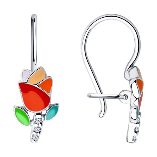 Серьги Diamant - Серебро 925, Фианит, Эмаль (арт. 94-120-01528-1)