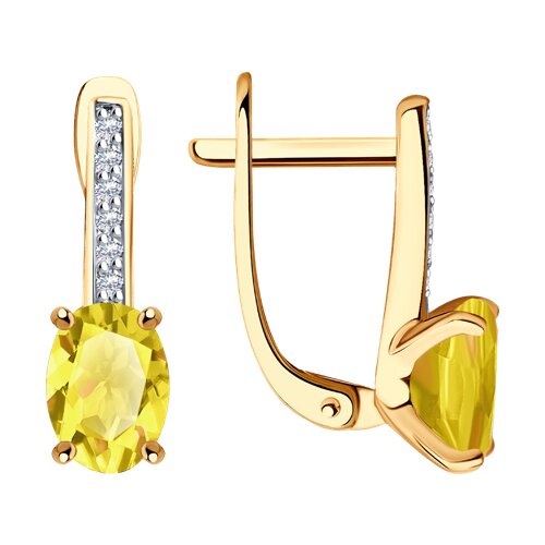 Серьги SOKOLOV - Золото 375, Фианит, Цитрин (арт. 37727974)