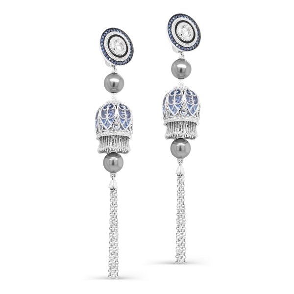 Серьги Кабаровских - Серебро 925, Жемчуг имитация, Фианит (арт. 12-400-0101)
