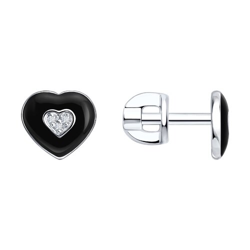 Серьги SOKOLOV - Серебро 925, Эмаль, Бриллиант (арт. 87020124)