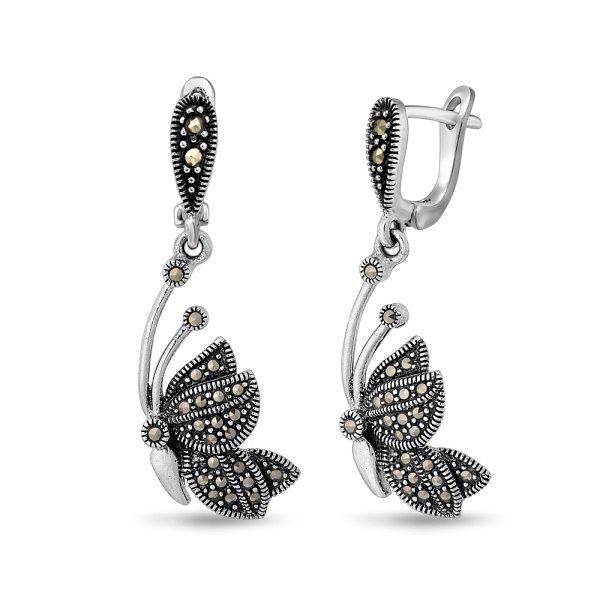 Серьги Эвора - Серебро 925, Марказит (арт. 656444)