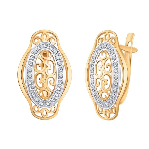 Серьги Атолл - Золото 585, Фианит (арт. 21241)