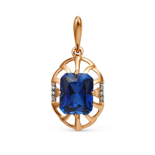 Подвеска ЮФ Династия - Золото 375, Синтетический сапфир , Фианит (арт. 004033-5472)