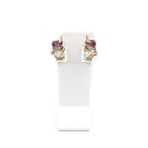 Серьги Александра - Золото 585, Аметист, Фианит (арт. кл1053а-23)