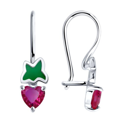 Серьги Diamant - Серебро 925, Синтетический рубин, Эмаль (арт. 94-120-02305-1)