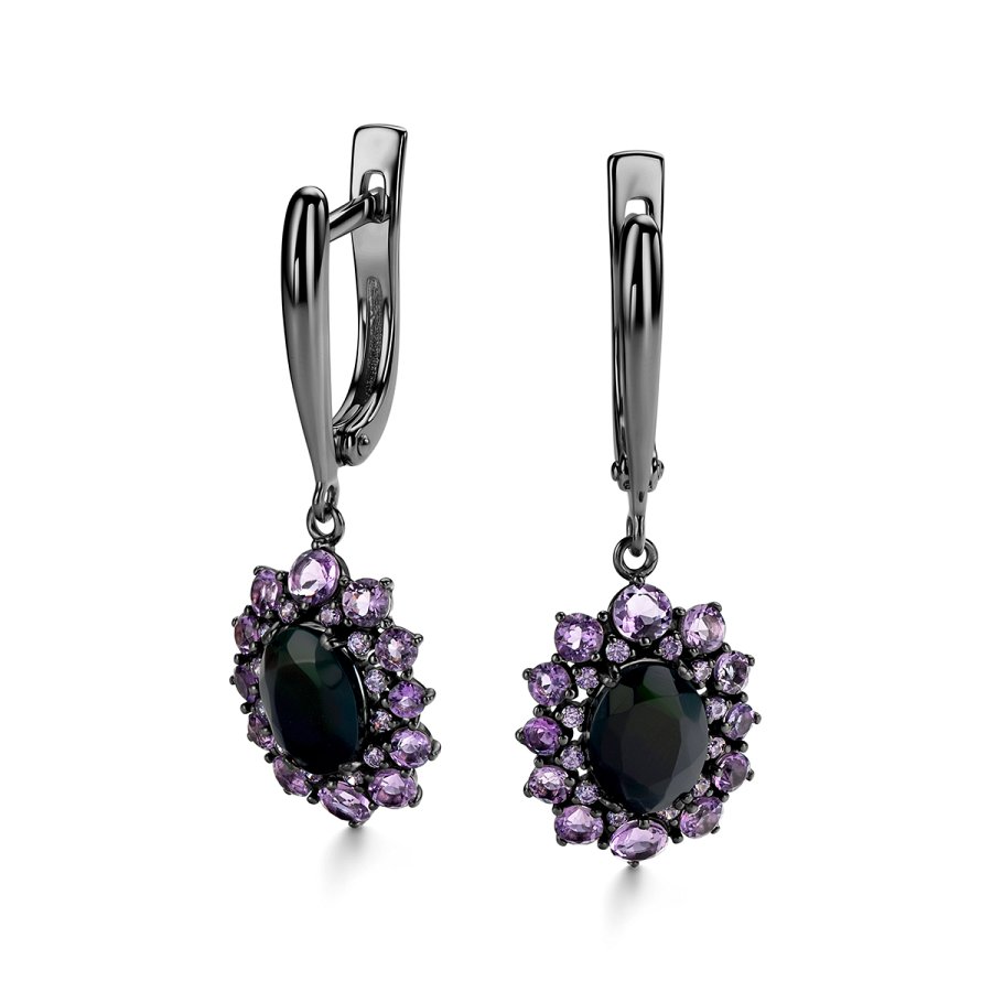 Серьги Дар - Серебро 925, Аметист, Опал (арт. С-5166чрс11716401277)