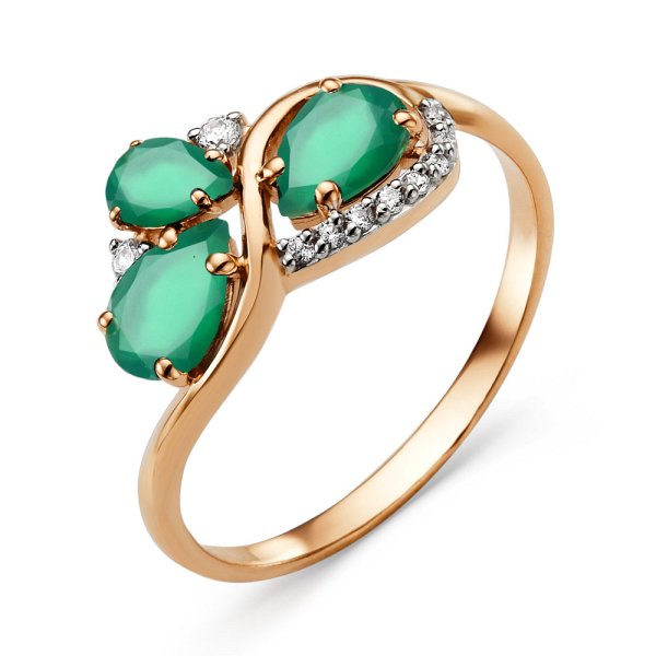 Кольцо ЮФ Династия - Золото 375, Агат, Фианит (арт. 004121-5482)