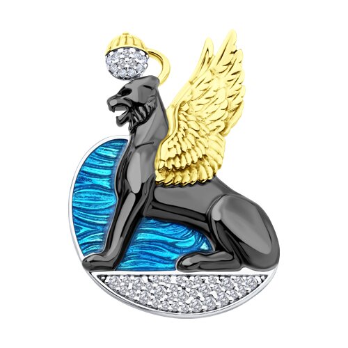 Брошь Diamant - Серебро 925, Фианит, Эмаль (арт. 94-140-02307-1)