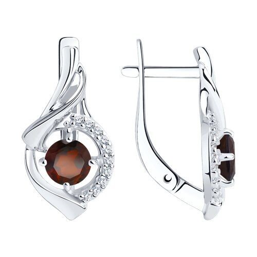 Серьги Diamant - Серебро 925, Гранат, Фианит (арт. 94-320-00379-2)