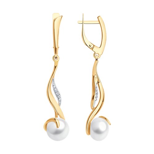 Серьги SOKOLOV - Серебро 925, Жемчуг культивированный, Фианит (арт. 93020788)