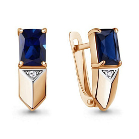 Серьги Аквамарин - Золото 375, Синтетический сапфир , Фианит (арт. 400657Н.8)