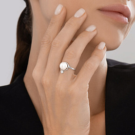 Кольцо SOKOLOV - Серебро 925, Жемчуг культивированный, Фианит (арт. 92014619)