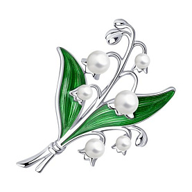 Брошь SOKOLOV - Серебро 925, Жемчуг имитация, Эмаль (арт. 94040223)