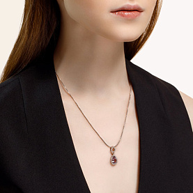 Подвеска SOKOLOV - Серебро 925, Аметист, Фианит (арт. 92030296)