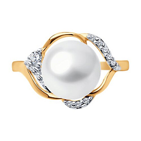 Кольцо SOKOLOV - Серебро 925, Жемчуг культивированный, Фианит (арт. 92014205)